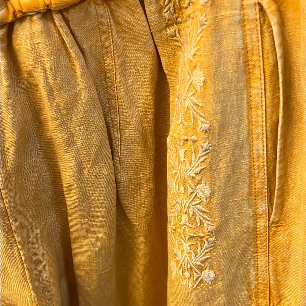 Anthropologie Yellow Wide Leg Pants - Picture 4 of 9